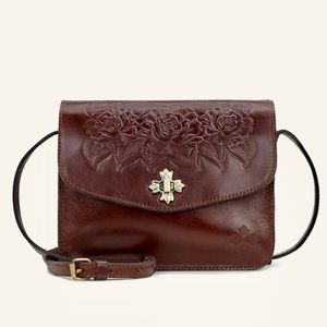 Patricia Nash Amora CB Organizer Vintage Vegetable Tanned Rose Tooled RFID NWT.